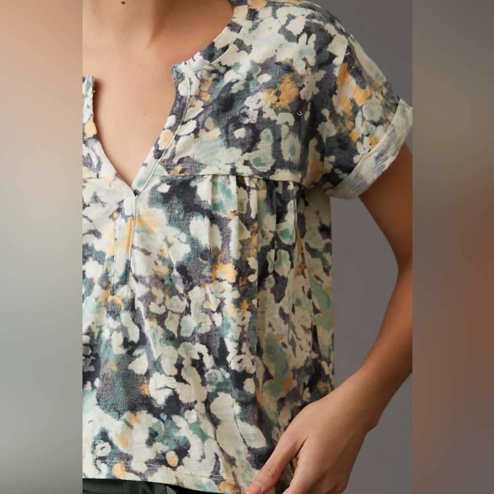 Pilcro, Babydoll Henley Tee, Size  XS - Picture 7 of 14